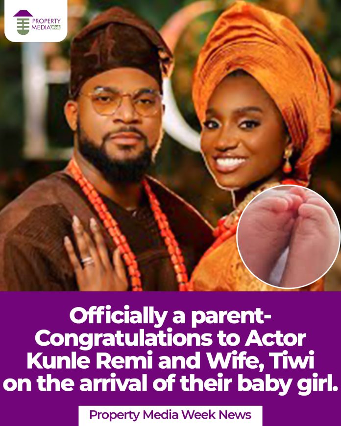Officially a Parent-Congratulations to Actor Kunle Remi and Wife, Tiwi on the arrival of their baby girl.