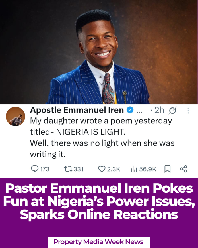 Pastor Emmanuel Iren Pokes Fun at Nigeria’s Power Issues, Sparks Online Reactions